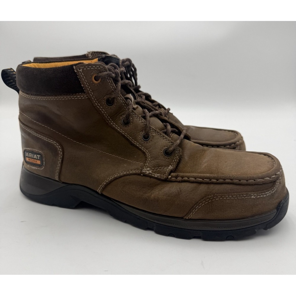 Ariat Work Boots Mens 11.5 D Brown Leather Moc Toe Lace Up 1002495